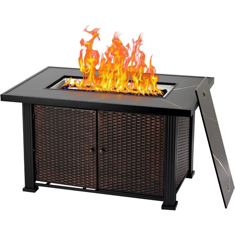 

44-inch Propane Fire Pit with 50,000 BTU Output, Weather-Resistant Cover Included, Durable Steel and Iron Surface Design