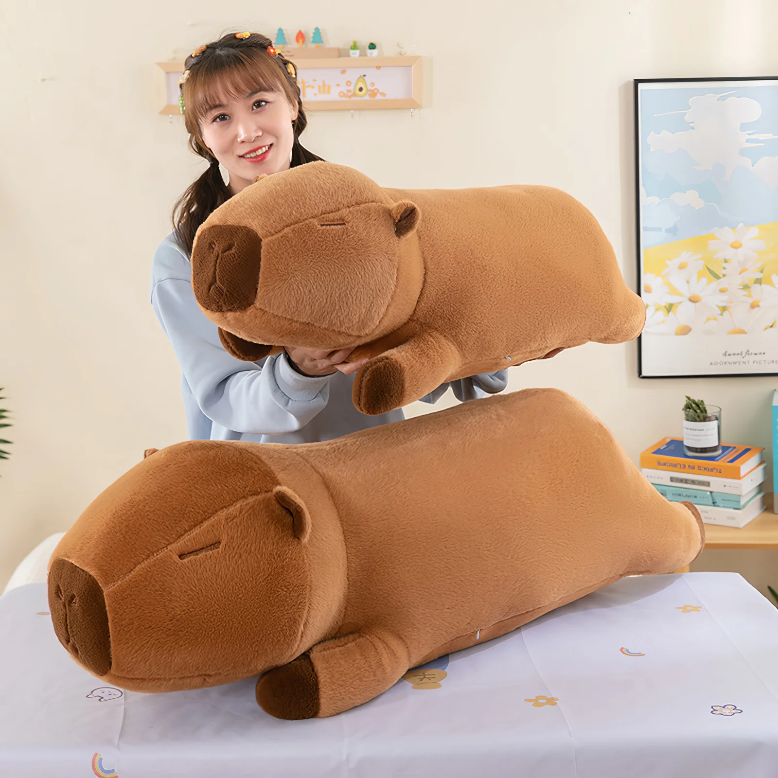 90cm Cartoon Capybara Plush Toy Kawaii Simulated Animals Plushies Soft Stuffed Doll Sofa Sleep Pillow Large Size Cute Girls Gift