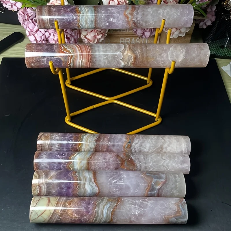 1pc Natural Lace Agate Round Stick, Ideal for Home Decor & Unique Holidays Gift, Crystal Collectors, Desk Accessory,