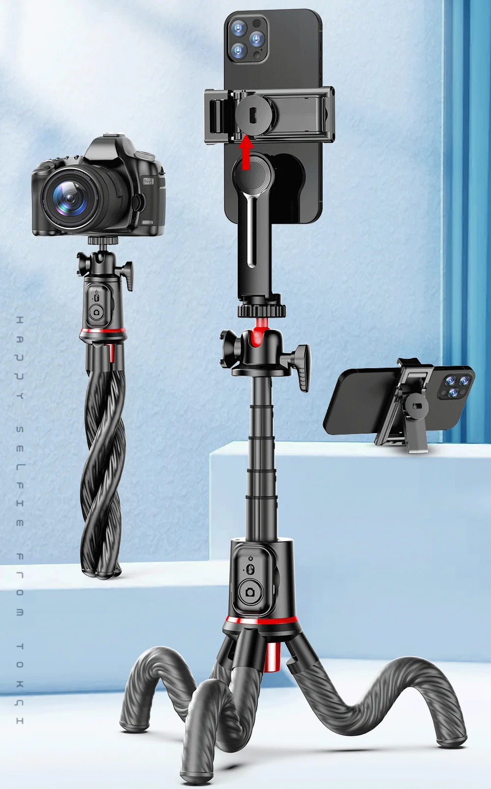 Selfie Stick Tripod for Smartphone Go Pro Camera Telescopic Pole Bluetooth Remote Selfie Live Video Shooting Aluminum Rod C03