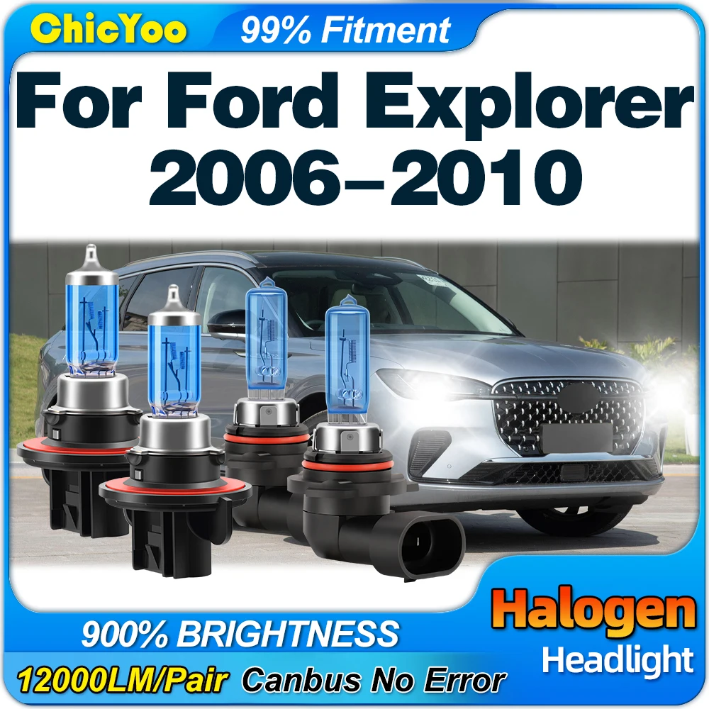 

200W Super Bright Car Lights 12V High Power Halogen Headlights Bulbs 6000K Fog Lamps For Ford Explorer 2006 2007 2008 2009 2010