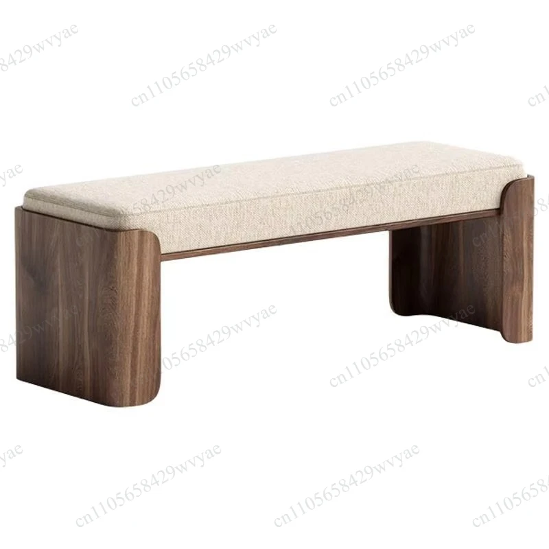 Nordic Minimalist Solid Wood Fabric Bench, Shoe Changing Bench for Entrance, Living Room & Bedroom