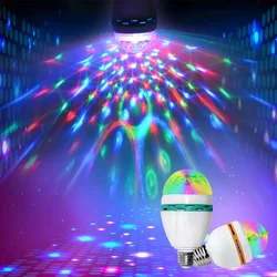 85-265V 3W Auto Rotate E27 RGB Colourful Crystal Light Bulb Stage Light Party Birthday Celebration Anniversary Indoor Decoration