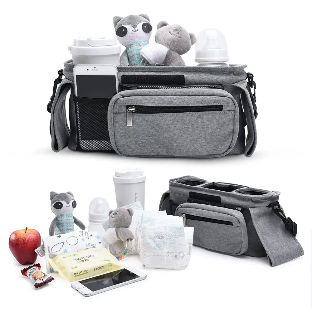 Grande Capacidade Storage Bag para Baby Stroller, Cup Holder, Pushchair Acessórios, Telefone e Titular garrafa