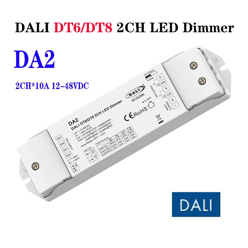 SKYDANCE DALI 2CH Constant Voltage LED Dimmer DC12-48V DT6/DT8 2 Modes DALI Dimmer