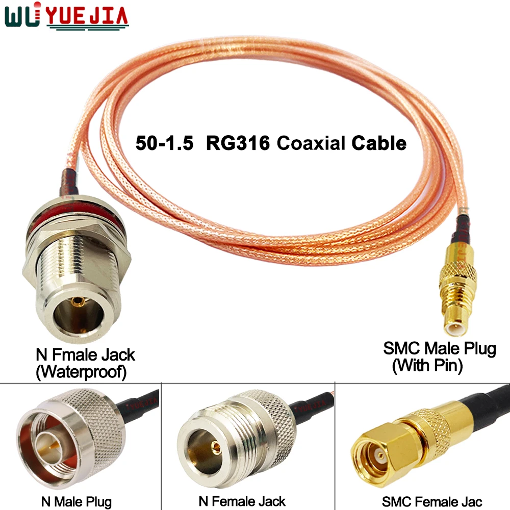 

SMC to L16 N Type Adapter RG-316 RF Cable SMC Male Plug to N Female Jack Bulkhead Connector 50-1.5 RF Coaxial Cable 10 CM~20 M