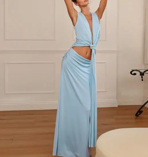

Winter 2025 Women's Sleeveless Hollow Ribbon Dress Fashion Sexy Waist Collection Trendy And Stylish