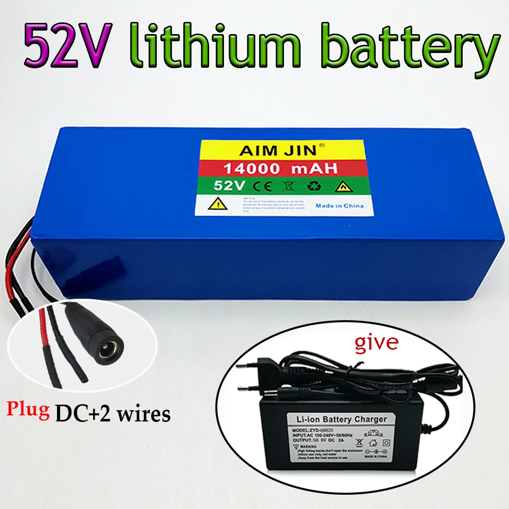 

14S4P 1500W electric bicycle high-power scooter e-bike battery 52V 14Ah 18650 lithium battery pack +58.8V 2A charger