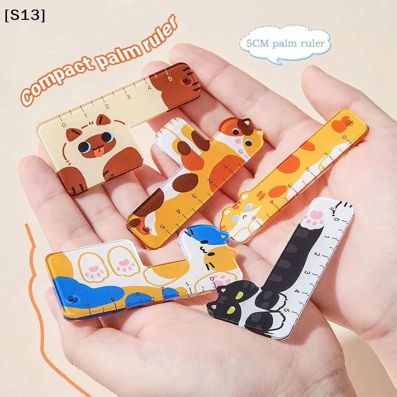 5Pcs Cute Cartoon Palm Ruler Mini Straight Ruler Student Pocket Stationery Portable Measuring Tool School Office Supplies[S13]