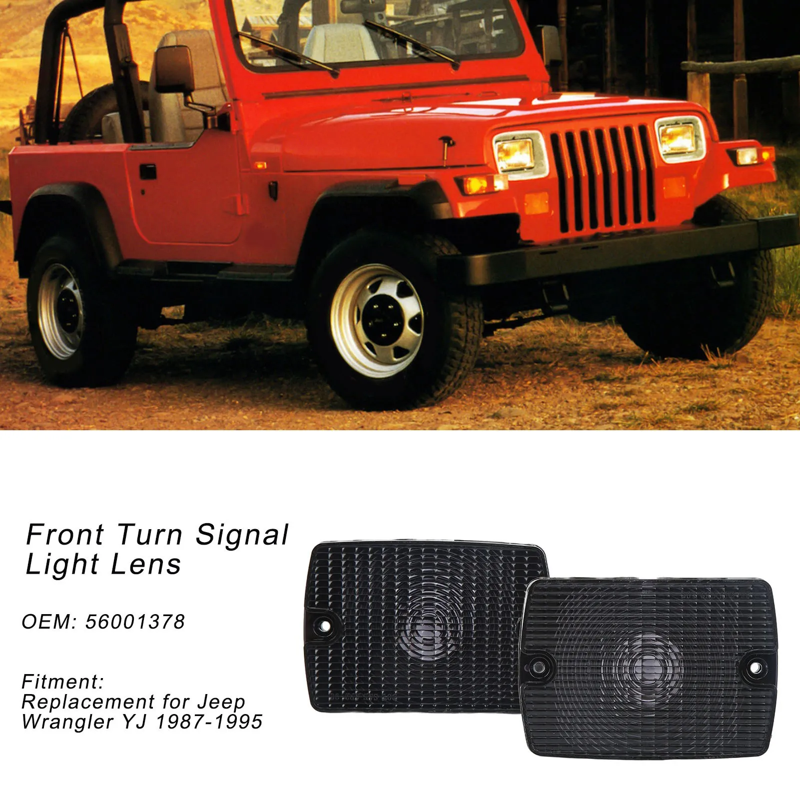 Lente indicatore di direzione anteriore 56001378 Sostituzione trasmissione luce forte per Jeep Wrangler YJ 1987‐1995