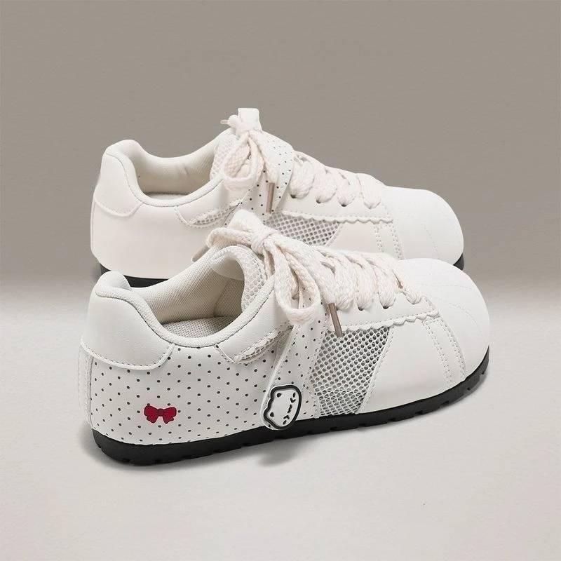 Zapatillas deportivas de malla con puntera de plástico para mujer, novedad de verano 2026, con correa de velcro, que aumentan la altura, informales, versátiles, blancas