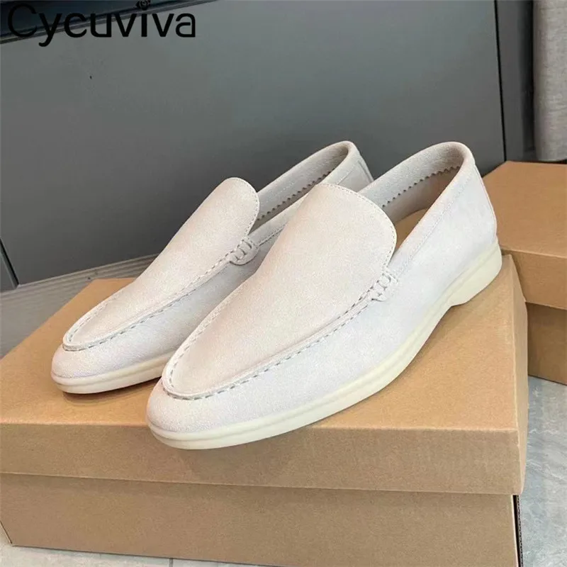 Nova camurça sapatos planos para homens casuais mocassins ao ar livre mules tênis dedo do pé redondo verão caminhada sapatos masculinos conforto sapatos de condução