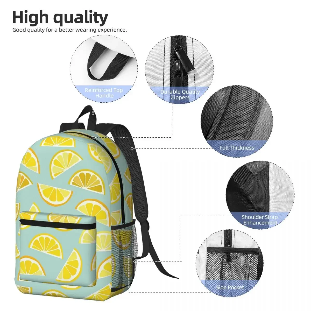 Playful Lemon Slices Backpack Boys Girls BookBag Kids School Bag Computer Shoulder Bags for Men Women