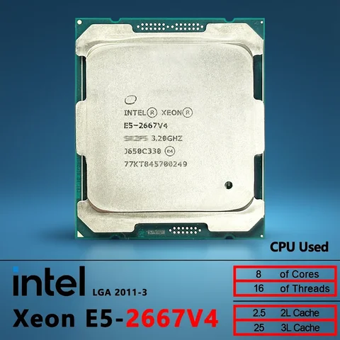 Intel Xeon E5 2667 V4 E5-2667V4 Used 3.2GHz 8-Core 16-Thread CPU Processor L3=25M 135W LGA 2011-3 ﻿