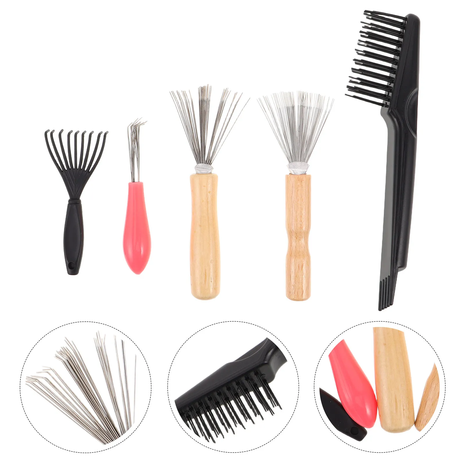 5Pcs Hairbrush Cleaner Tool Cushion Brush Cleaning Accessory Effective Hair Removal Compact Grooming Tool Home Travel