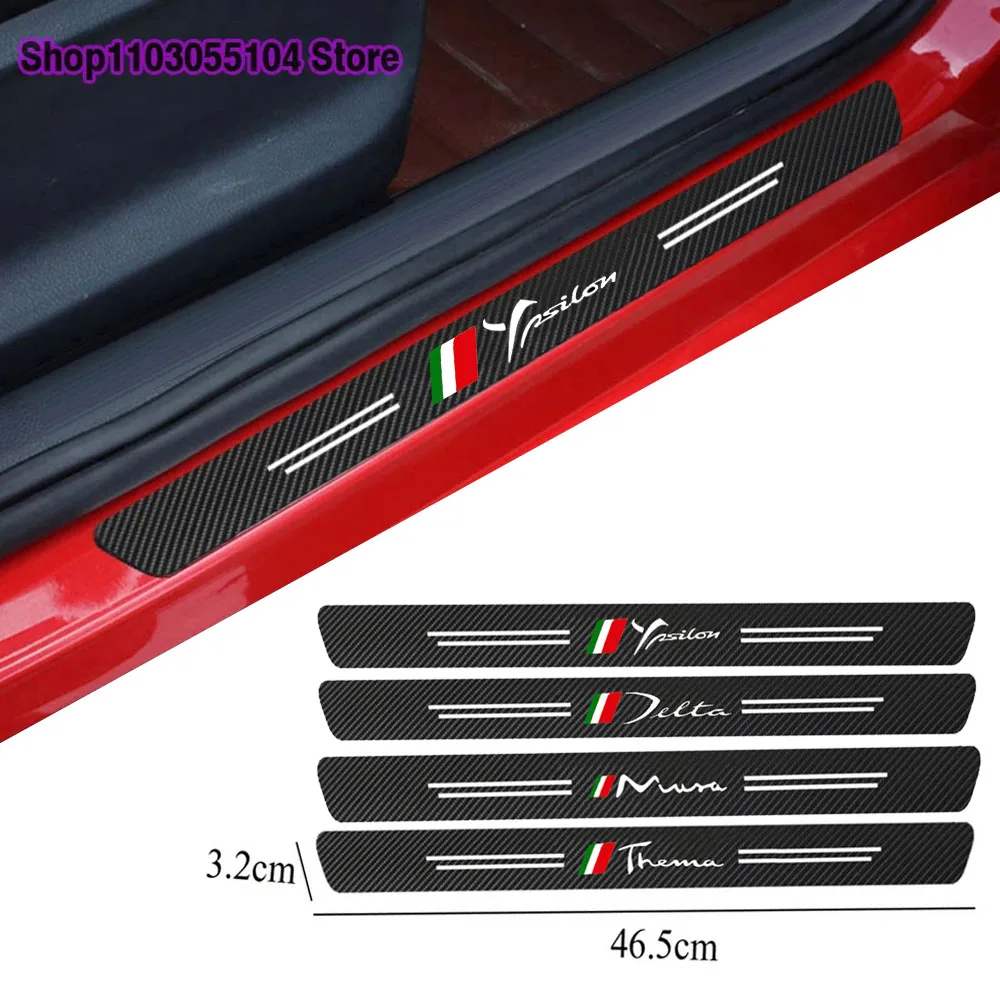 4pcs Carbon Fiber Car Door Sill Sticker For Lancia Ypsilon Musa Thema Delta Auto Accessories