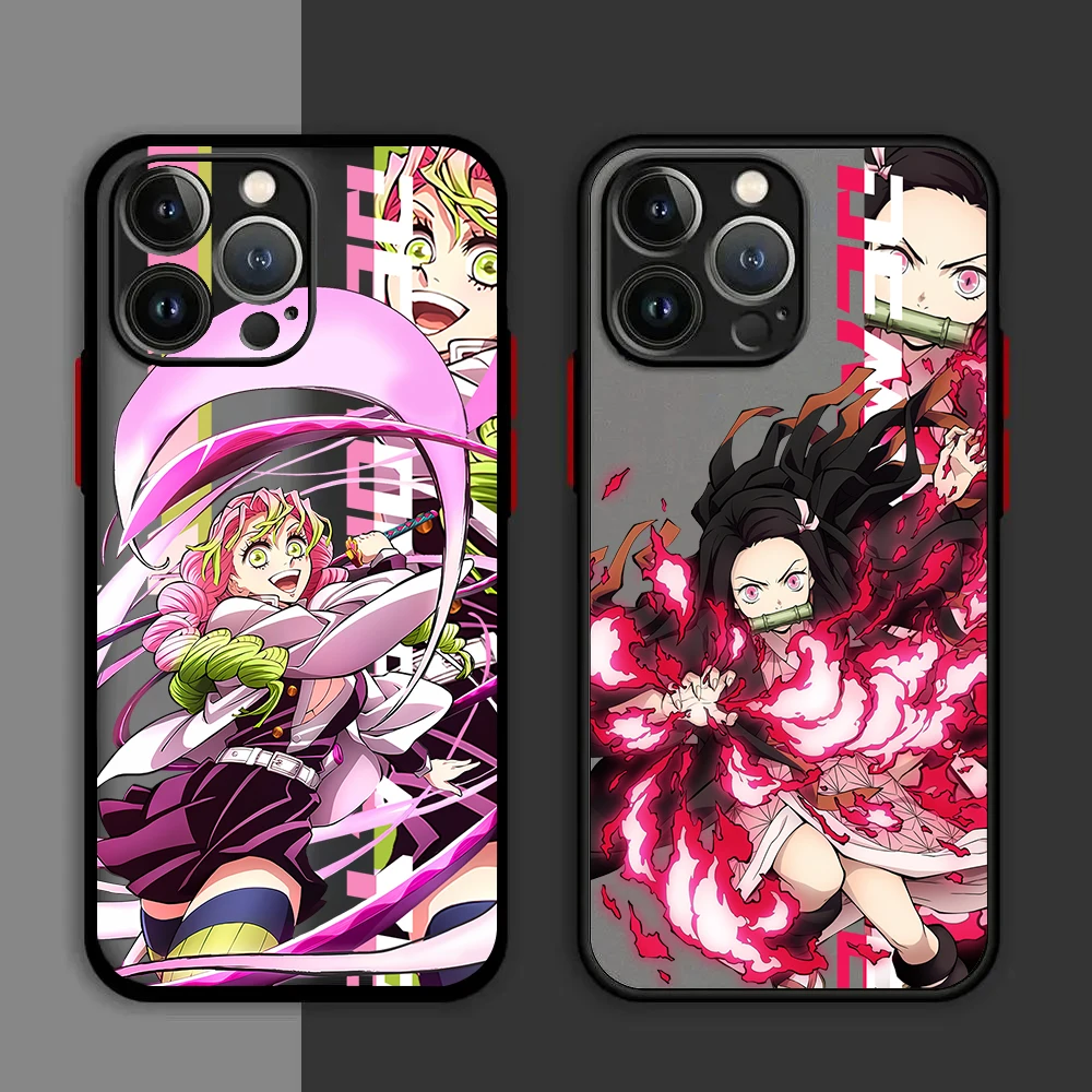 Anime Demon Slayer Phone Case For iPhone 16 15 14 13 12 11 Mini Pro Max X XR XSMax 7 8 Plus Matte Transparent Back Cover