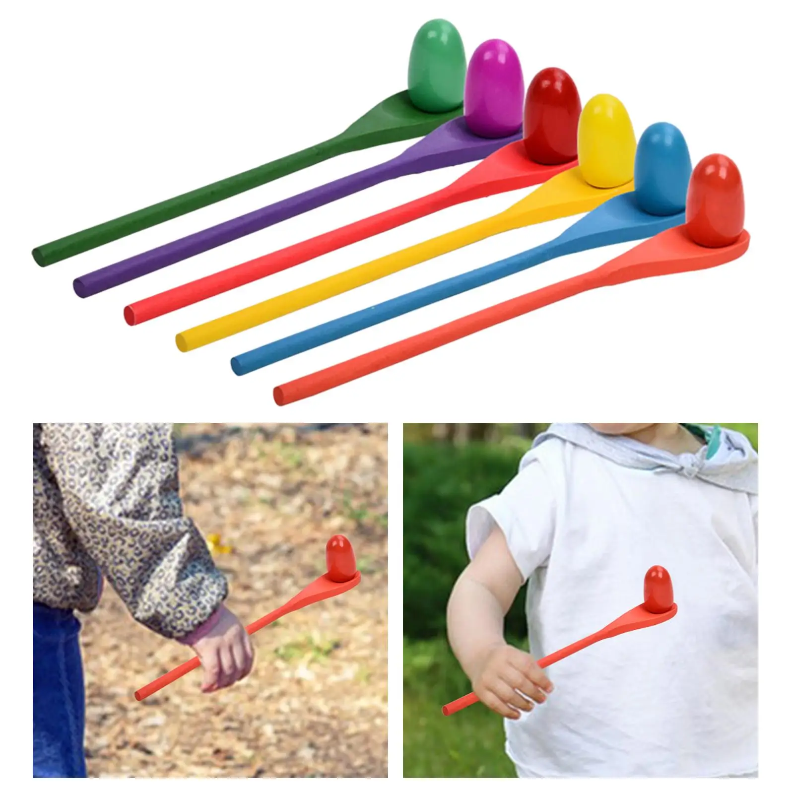 6 Pieces Egg Spoon Race Game Educational Toy for Party Outdoor Holiday