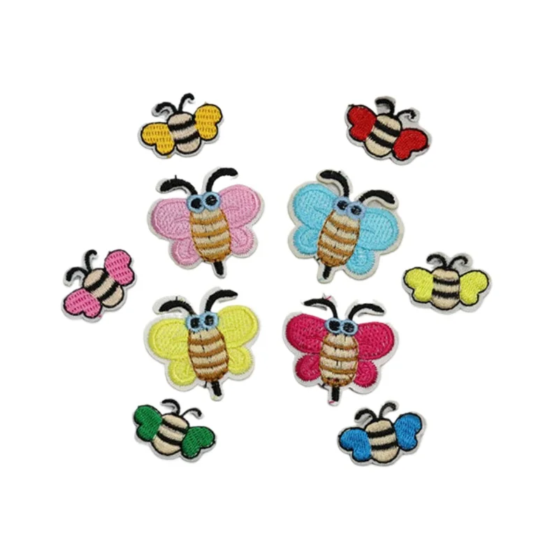 100pcs/Lot Small Embroidery Patch Bee Animal Insect Cartoon Applique Hat Bag Kid Clothing Decoration Craft Diy