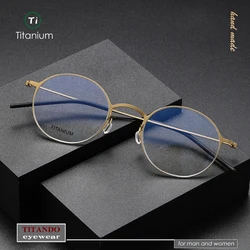 Nordic Minimalist Screwless Design Titanium Ring Retro Round Frame Glasses for Men and Women eyeglasses 5504