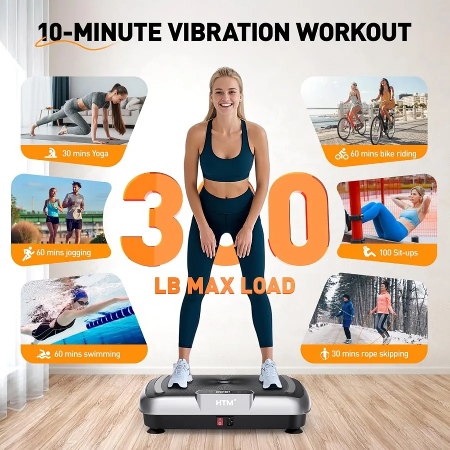 آلة تمرين لوحة الاهتزاز مع 180 إعدادًا للسرعة وسعة وزن 300 رطل لتخصيص جهاز التحكم عن بعد لكامل الجسم #3