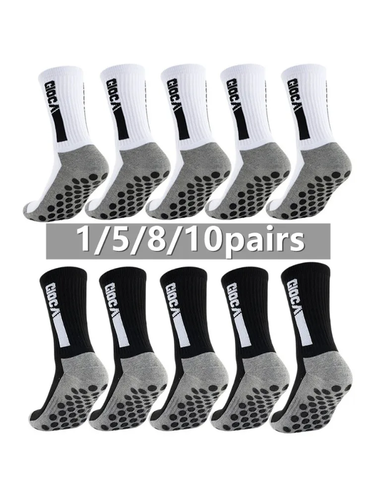 AliExpress NONE 1/5/8/10pairs mens womens unisex non slip grip cycling running socks towel bottom breathable shockproof athletic exercise