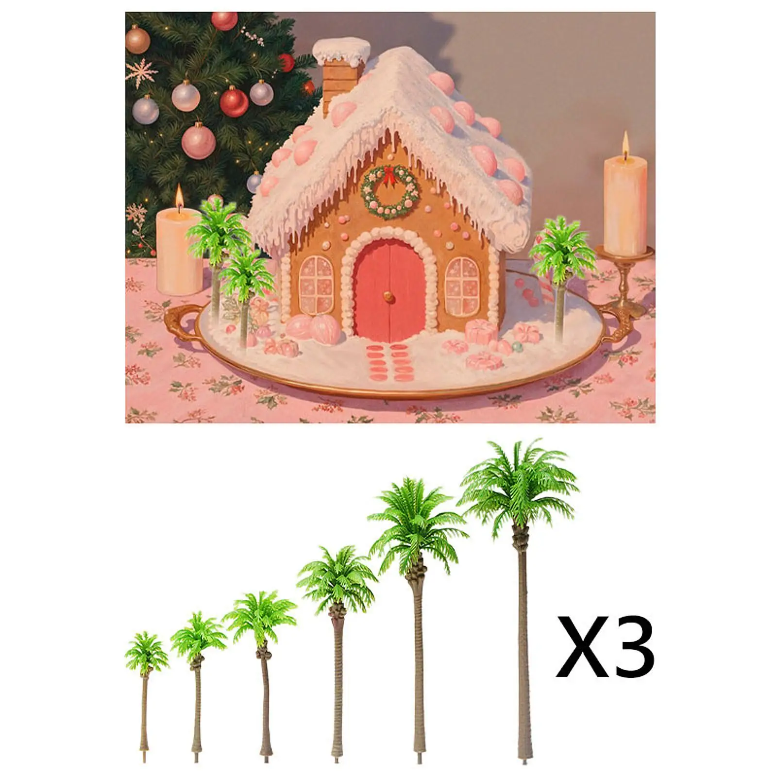 18Pcs Coconut Tree Model Natural Realistic Artificial Tree Mini Scenery Tree for Scene Layout Building DIY Sand Table Decoration