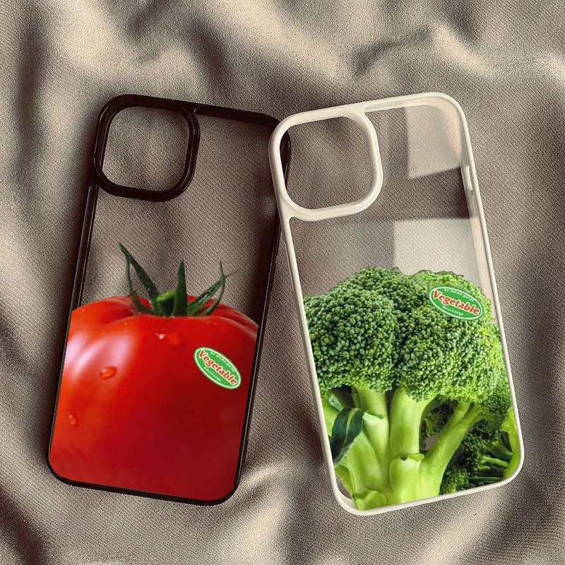 INS Corea vegetal brócoli tomate funda de teléfono para iPhone 14 15 16 13 12 11 Pro Max XR XS X 7 8Plus cubierta dura transparente a prueba de golpes