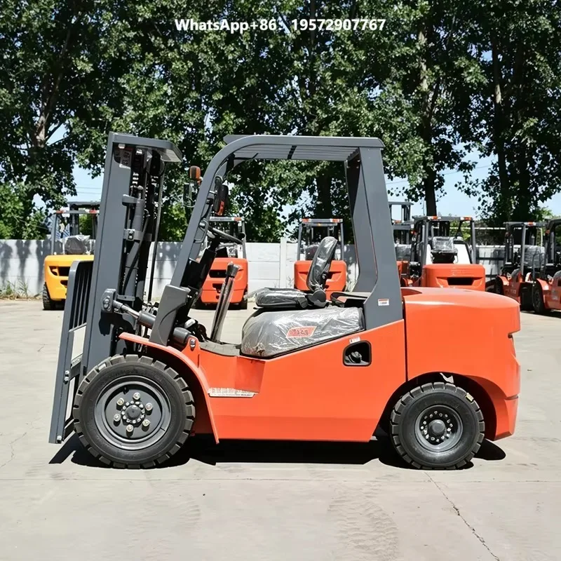 Factory Hot Sale 3-5 Forklift Hydraulic Side Shifter Rough Terrain Two/Three Stage Mast Solid Tire Lift Height 3m-7m