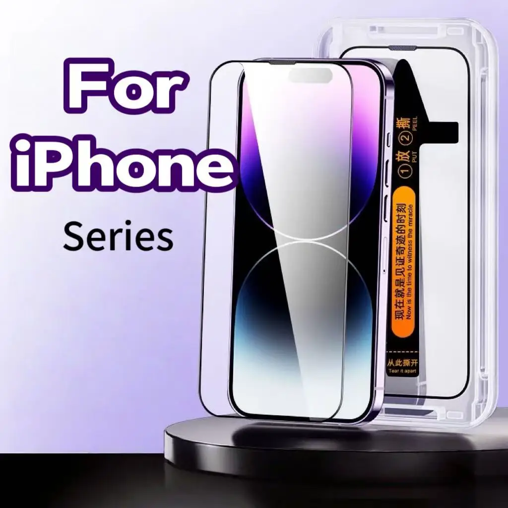 

Защитная пленка из закаленного стекла для iPhone 16, 15, 14, 13 X XS XR Pro Max, взрывозащищенная, простая в установке защитная пленка