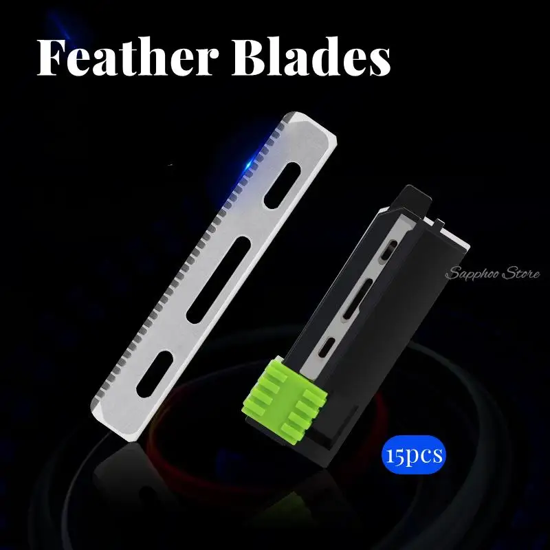 15pcs/box Safety Mesh Razor Blades Single-sided Stainless Steel Blades For Feather Razor Unsex Used For Shaving Hair Removal