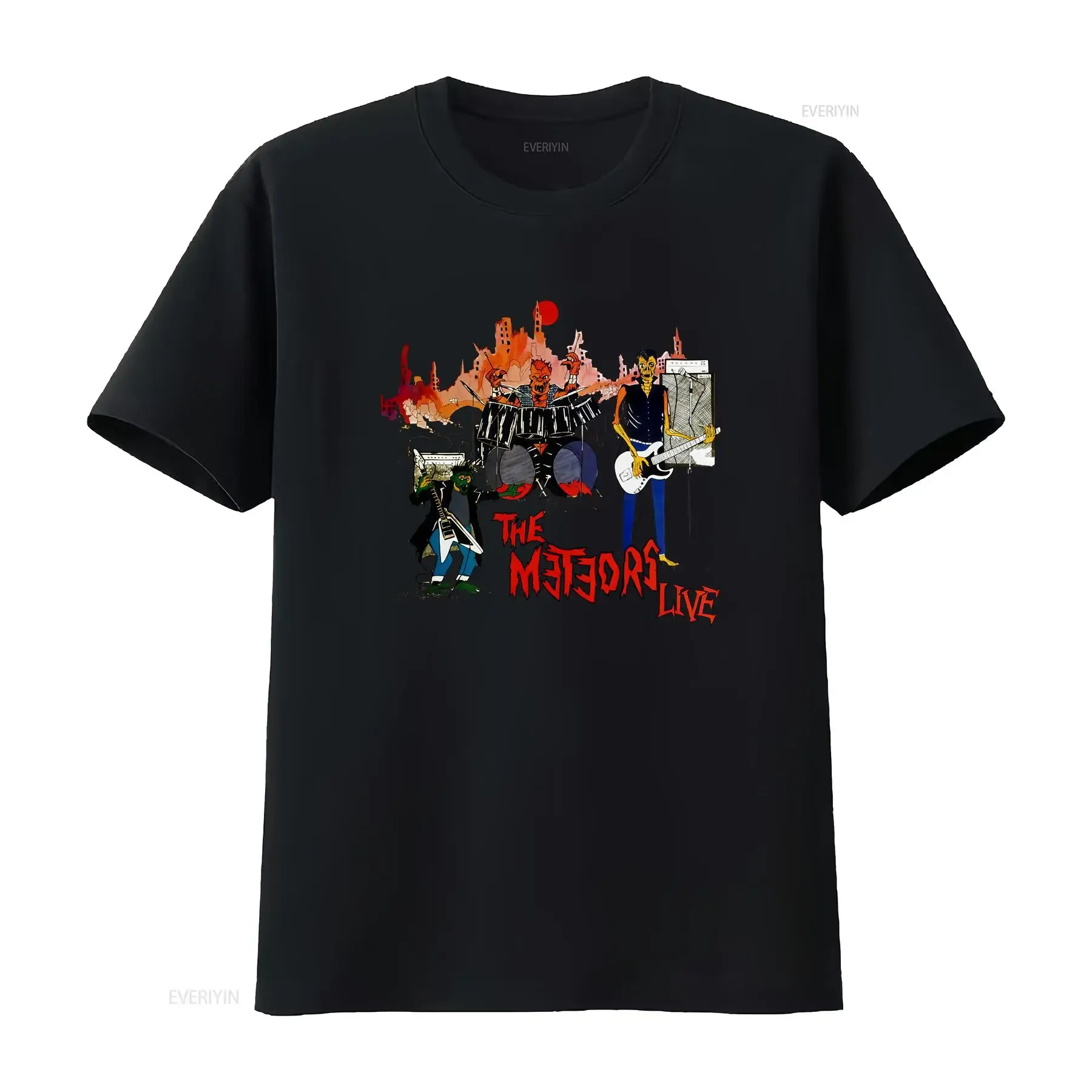 Popular The Meteors Live  White T Shirt Size S 234XL HNA235 vintage Washed streetwear Soft Slightly Top For Everyday Wear