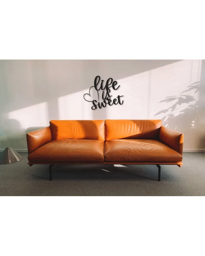 Life Is Sweet - Typography Metal Graffiti Art Black Wall Décor,Living Room, Bedroom, Kitchen, bathroom Interior Decoration, Wal