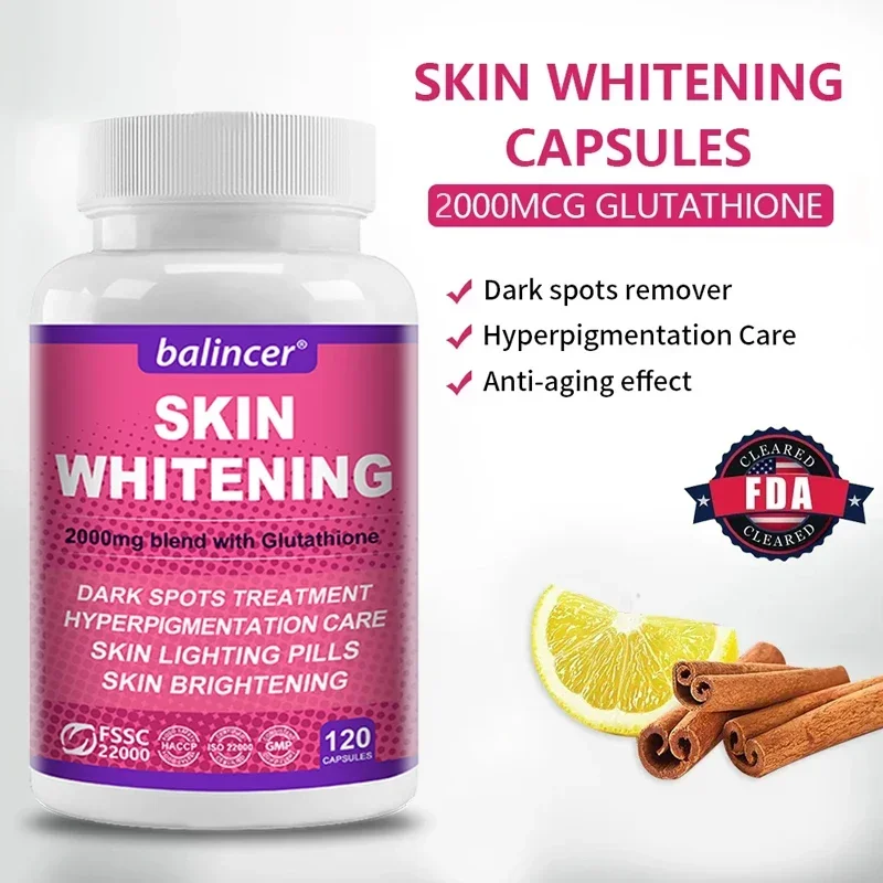 

Skin Whitening Supplement - 2000 Mg Glutathione Blend Facial Care Capsules - Antioxidants for Brightening, Dark Spots and Skin