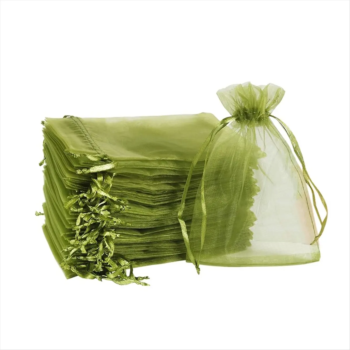HITL 100Pcs Fruit Protection Bags (4X6 Inches) Green Mesh Lid Bag Drawstring Mesh for Fruit Protection Vegetable Garden