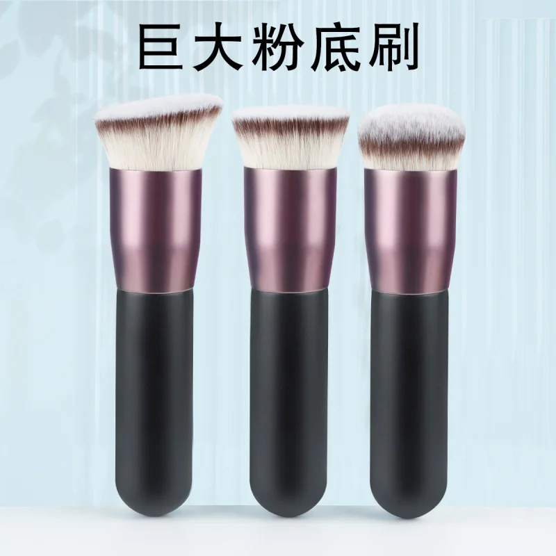 Nouveau Grand gros plat incliné rond fond de teint brosse unique maquillage pratique sans Trace fond de teint