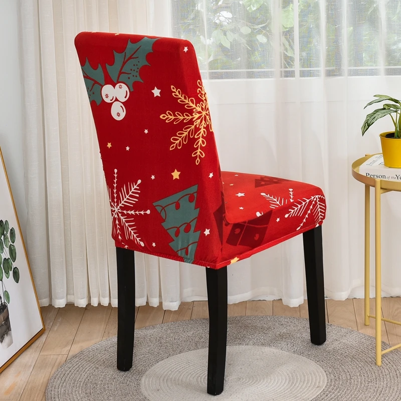 Christmas Dining Chair Cover Polyester Spandex Soft Stretch Christmas Chair Cover Christmas Dining Chair Seat Covers