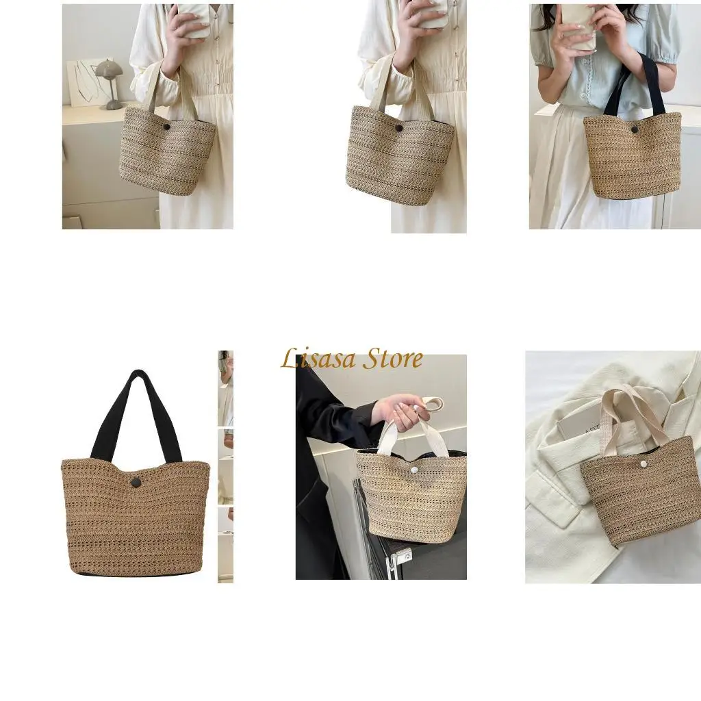 

M6CC Practical Grass Handbag Bohemian Straw Bag Vacation Beach Handbags for Women