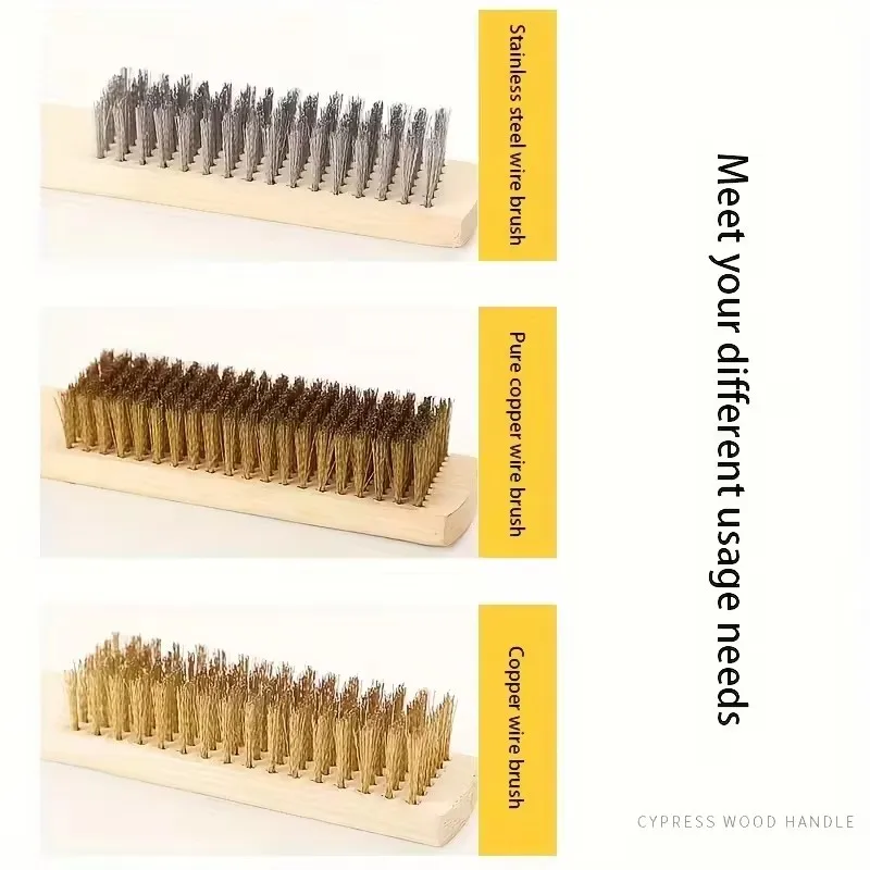 Zestaw 2 szczotek drucianych z miedzi o dużej wytrzymałości - skuteczna szczotka z solidnym uchwytem do szorowania farby, usuwania niedokończonych powłok metalowych itp.