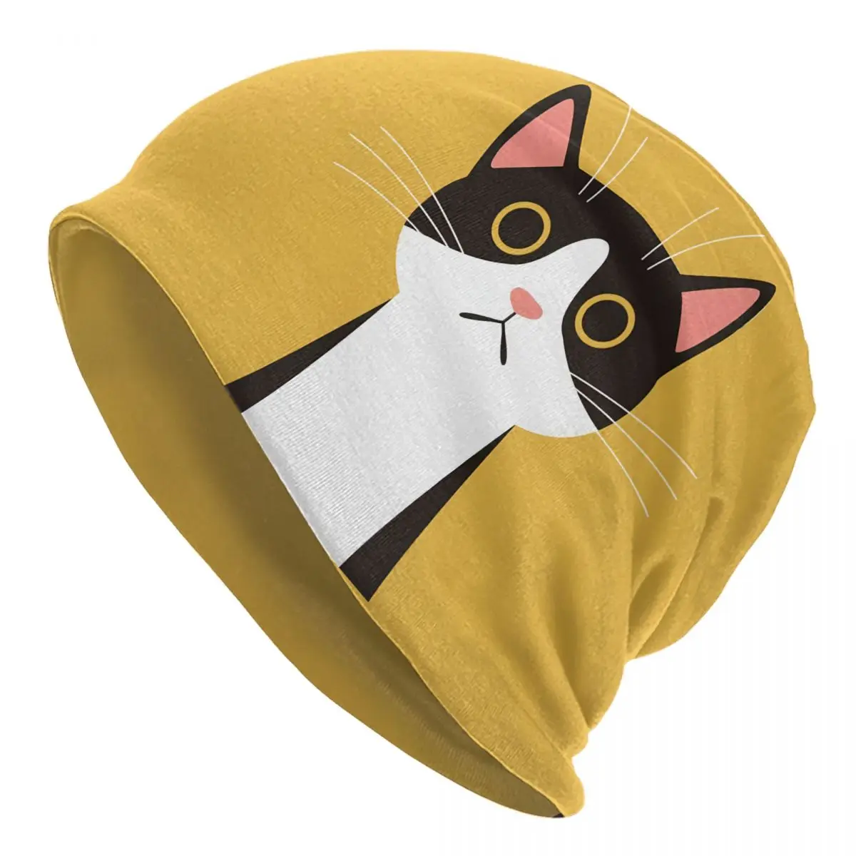 Black Yellow Cat Bonnet Homme Autumn Spring Thin Hat Skullies Beanies Caps For Men Women Creative Fabric Hats