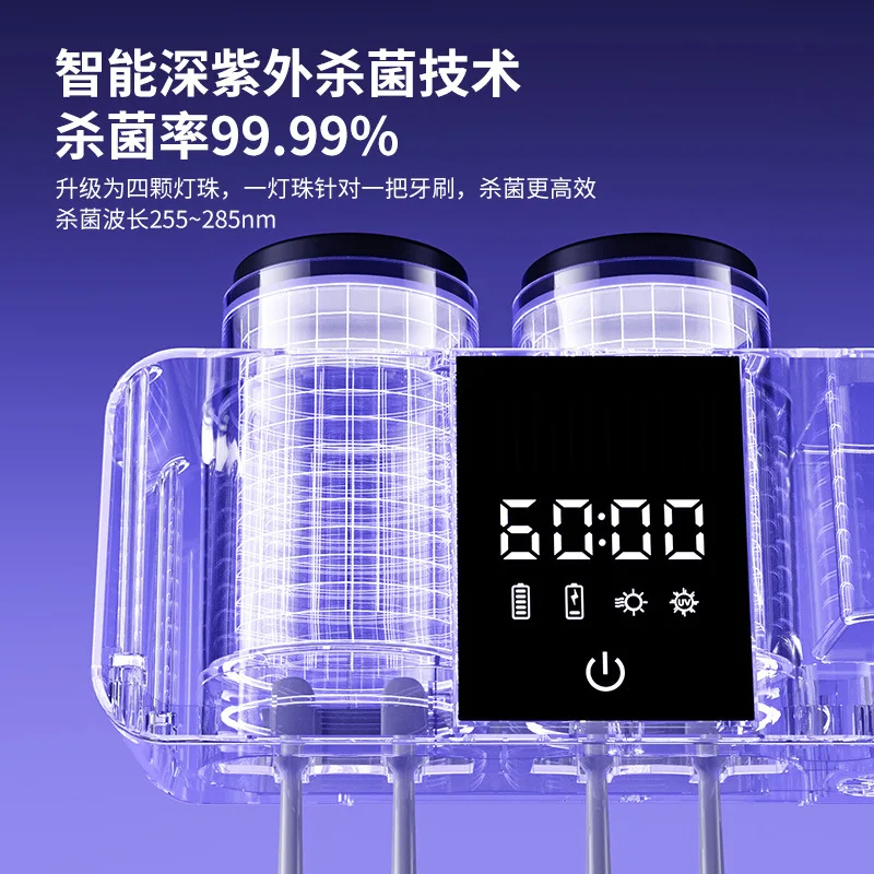 HOMEFISH Wall Mounted UV Toothbrush Sterilizer Rechargeable Smart Air Drying Toothbrush Sanitizer for Bathroom image 2