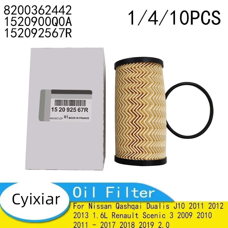 Oil Filter 8200362442 for Nissan Qashqai Dualis J10 2011-2013 1.6L Renault Scenic 3 2009 2010-2019 2.0 1520900Q0A 152092567R