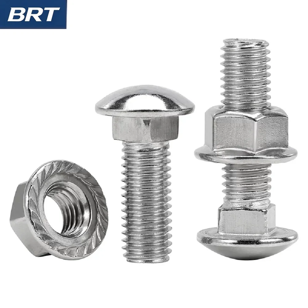 Mixed Size Carriage Bolts and Nuts Kits 304 Stainless Steel A2-70 DIN603 Round Head Square Neck Coach Bolts Assortment for Fence