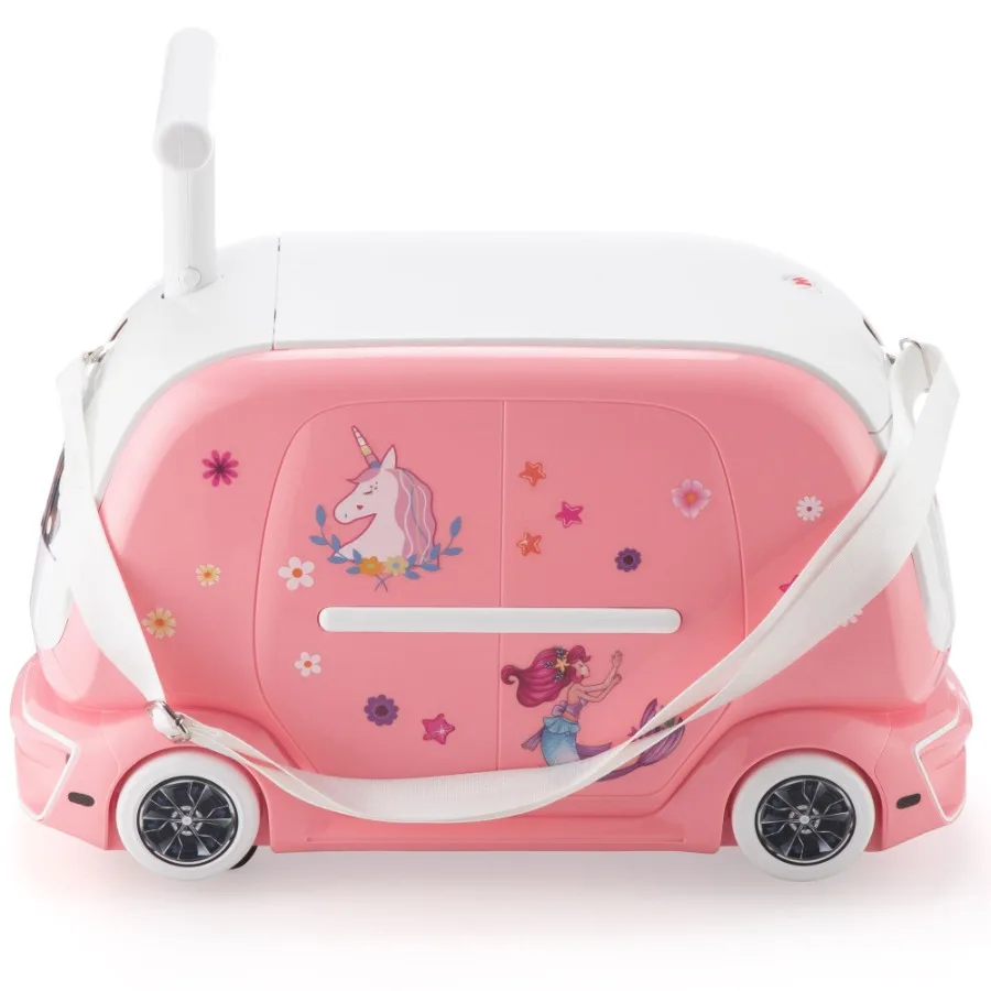 Ride on Suitcase with Storage Space Pulling Rope and Stickers Pink