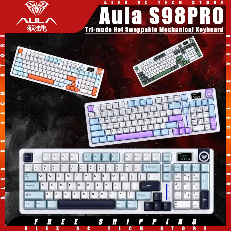 

Aula S98PRO Mechanical Keyboard Tri-Mode Wireless Hot Swap Gasket Structure RGB Customized Gaming Keyboard Pc Gamer Accessories