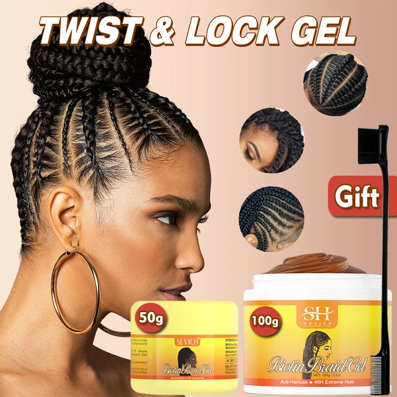 Edge Control Gel Set Hair Braiding Gel Biotin Anti Break Hair Wax Non-Greasy Hair Styling Cream Anti-Frizz Wax Stick For Wig