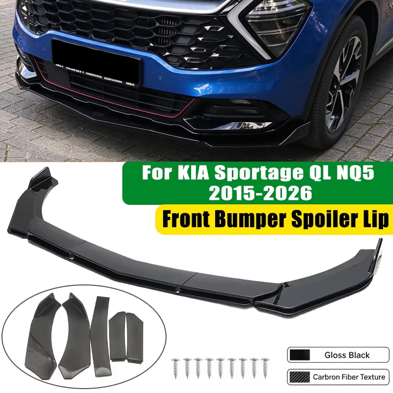 For KIA Sportage QL NQ5 2015-2026 5Pcs ABS Car Front Bumper Lip Spoiler Splitter Body Kit Canard Tuning Accessories