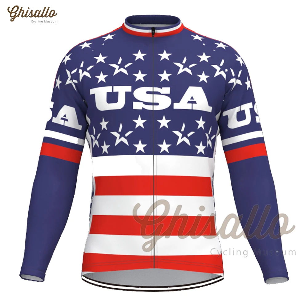 Men's USA Stars Stripe Flag Cycling Jersey, MTB Jersey, Bicycle Cycling Shirt, Long Sleeve Bike Wear, Premium Cycle Clothes, New