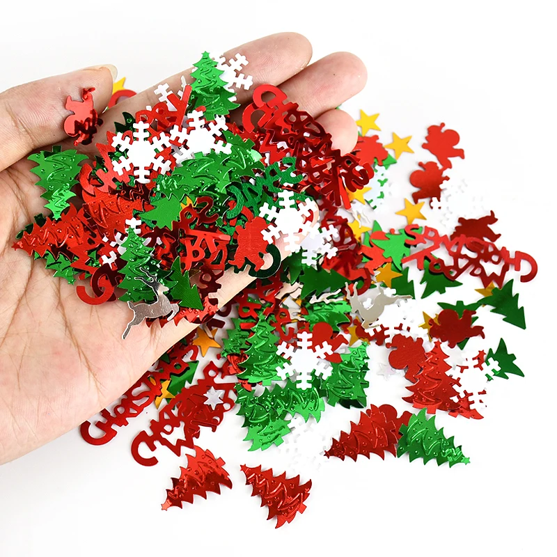 Mix Colorful Christmas Glitter Sequins Xmas Tree Elk Snowflake Confetti Sequins Merry Christmas New Year Party Gift Decor Noel