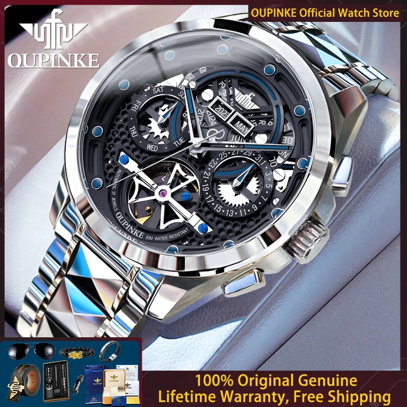 

OUPINKE 3249 Men Watch Brand Luxury Original All Automatic Mechanical Watch Sapphire Mirror Waterproof Hollow Men Watch Reloj